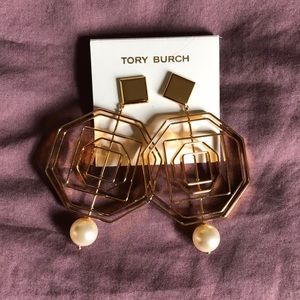 Tory Burch Geo Pearl Statement Earrings